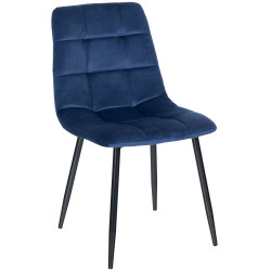 Chaise de salle à manger en velours Tilde bleu