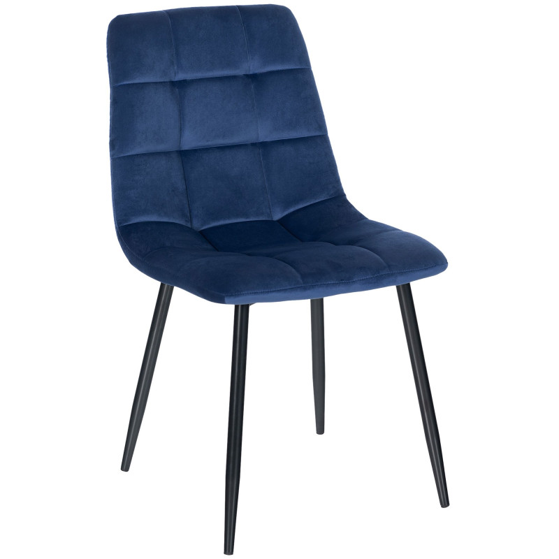 Chaise de salle à manger en velours Tilde bleu