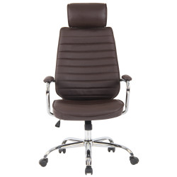 Fauteuil de bureau Rako, cuir véritable, marron