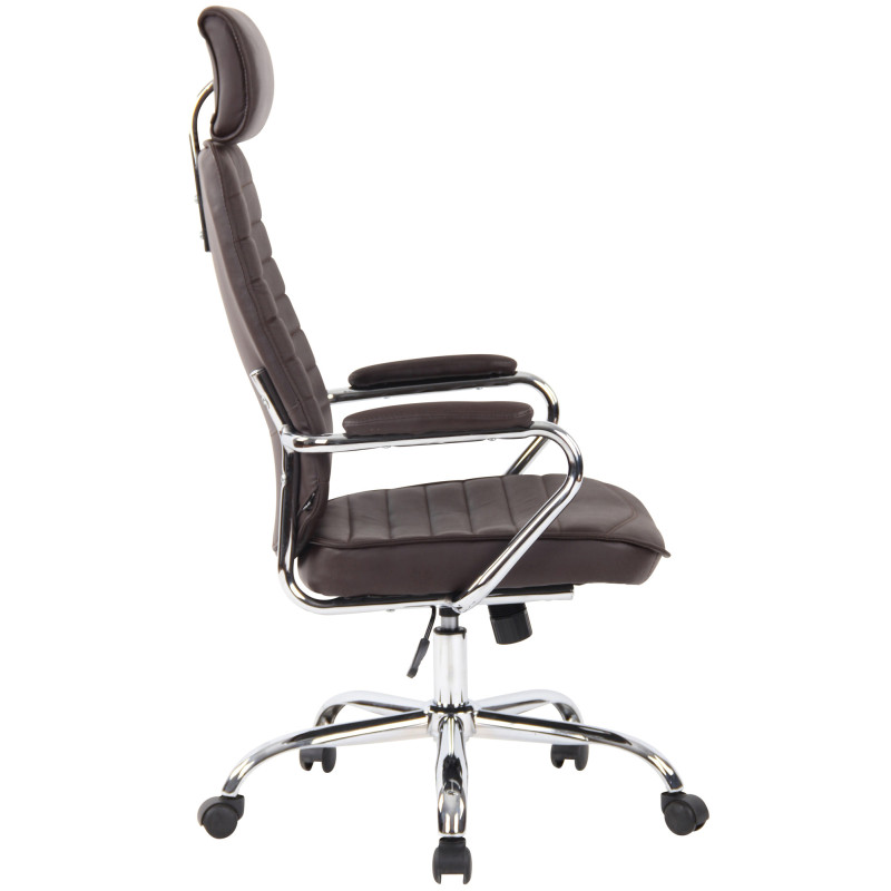 Fauteuil de bureau Rako, cuir véritable, marron