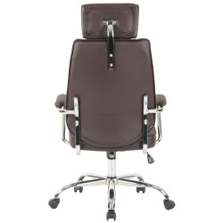 Fauteuil de bureau Rako, cuir véritable, marron