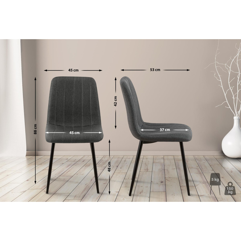 Chaise Dijon tissu gris foncé