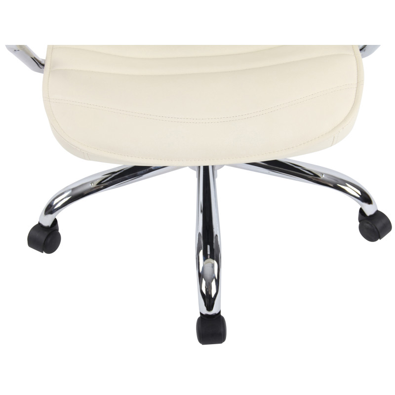 Fauteuil de bureau Rako en cuir véritable crème