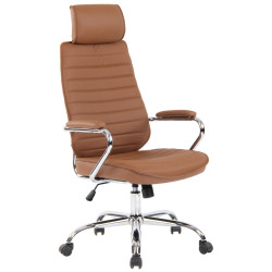 Fauteuil de bureau Rako, cuir v?ritable, marron clair