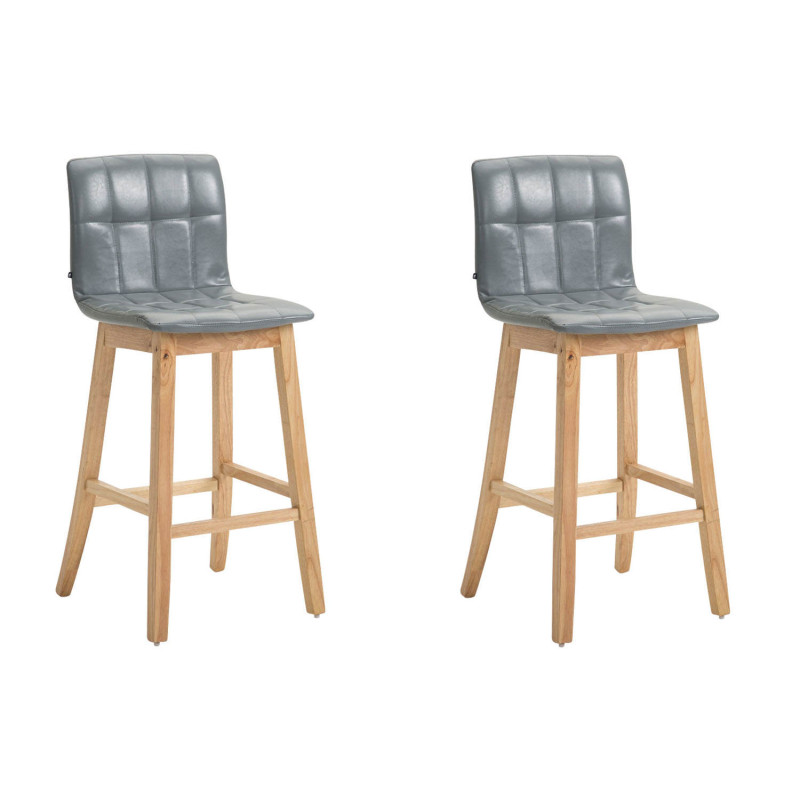 Lot de 2 tabourets de bar Bregenz en cuir artificiel natura gris