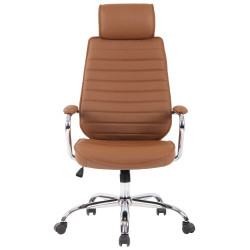 Silla de oficina Rako de cuero auténtico Marrón claro