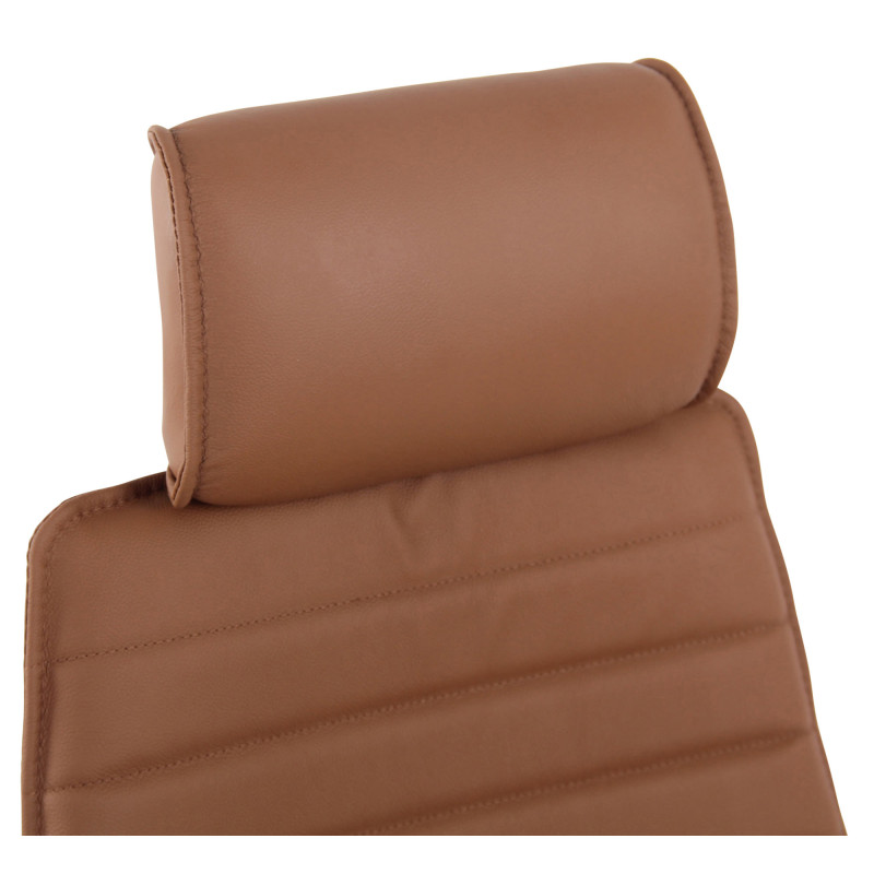 Fauteuil de bureau Rako, cuir véritable, marron clair