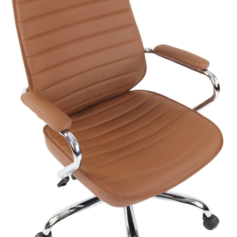 Fauteuil de bureau Rako, cuir véritable, marron clair