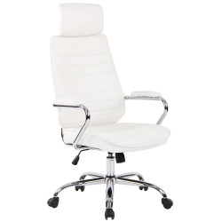 Fauteuil de bureau Rako, cuir v?ritable, blanc