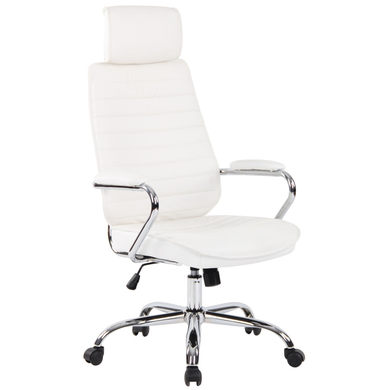Fauteuil de bureau Rako en cuir véritable blanc