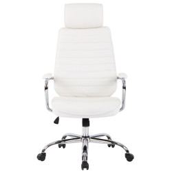 Fauteuil de bureau Rako en cuir véritable blanc