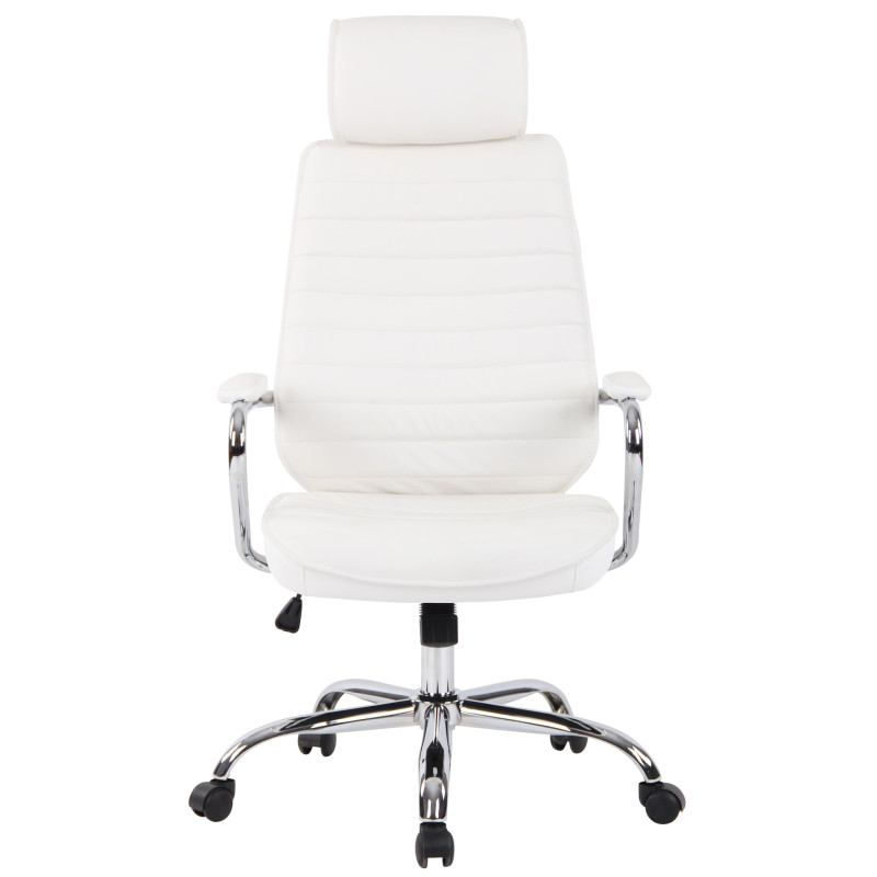 Fauteuil de bureau Rako en cuir véritable blanc