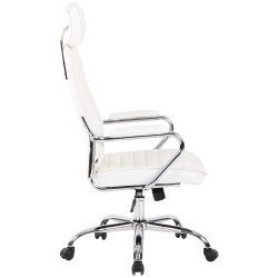 Fauteuil de bureau Rako en cuir véritable blanc