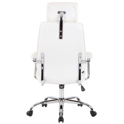 Fauteuil de bureau Rako en cuir véritable blanc