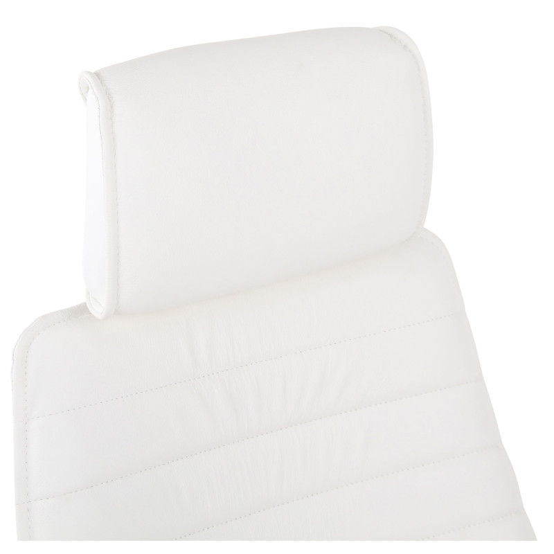 Fauteuil de bureau Rako en cuir véritable blanc