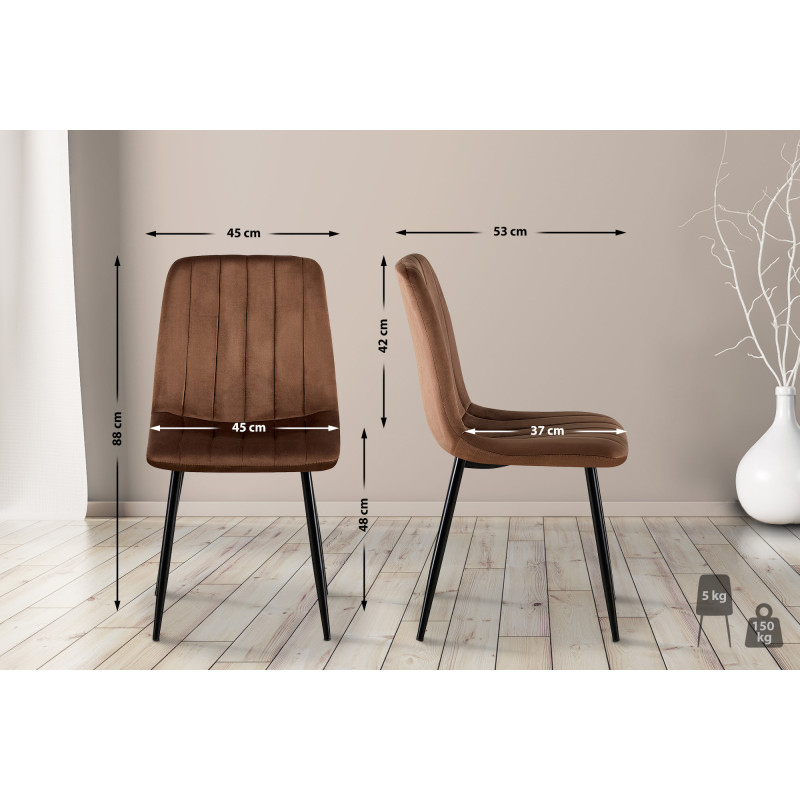 Chaise Dijon en velours brun