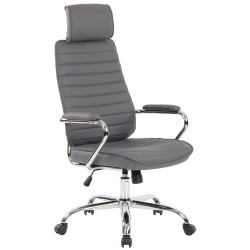 Fauteuil de bureau Rako, cuir v?ritable, gris