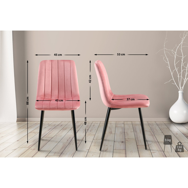 Chaise Dijon en velours rose