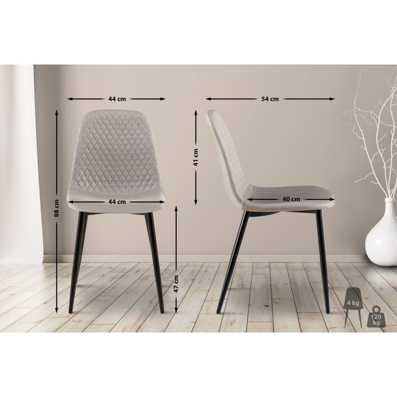 Chaise Giverny en tissu gris
