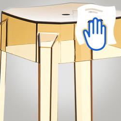 Lot de 2 tabourets de bar Fox, transparents ambre
