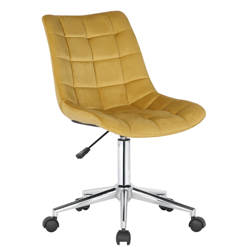 Fauteuil de bureau en velours jaune Medford
