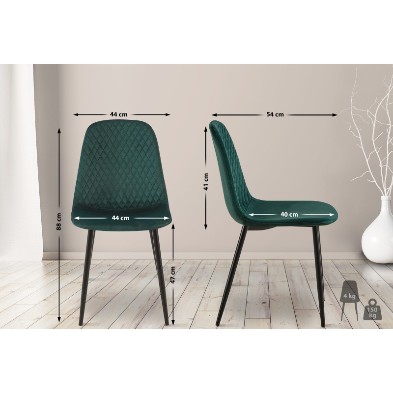 Chaise Giverny en velours vert