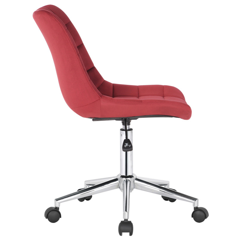 Fauteuil de bureau Medford, velours, rouge