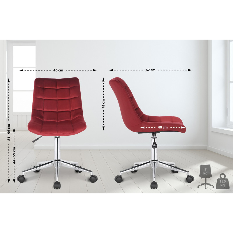 Fauteuil de bureau en velours rouge Medford