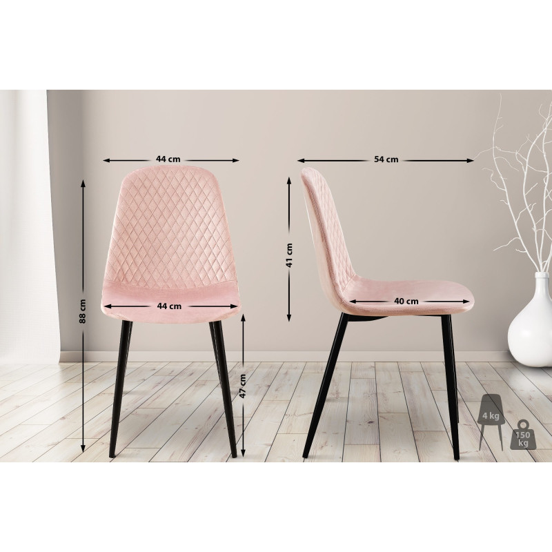 Chaise Giverny en velours rose