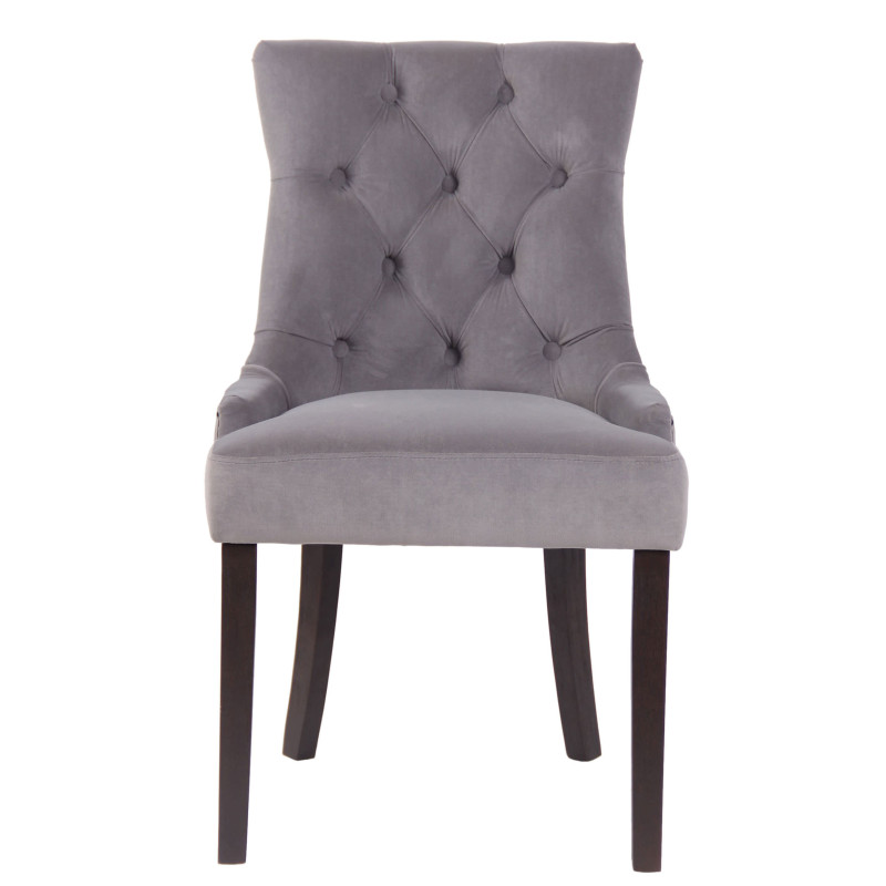 Lot de 4 chaises de salle à manger Aberdeen velours antique gris