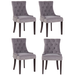 Lot de 4 chaises de salle à manger Aberdeen velours antique gris