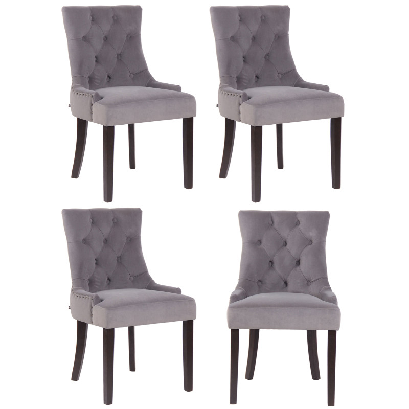 Lot de 4 chaises de salle à manger Aberdeen velours antique gris