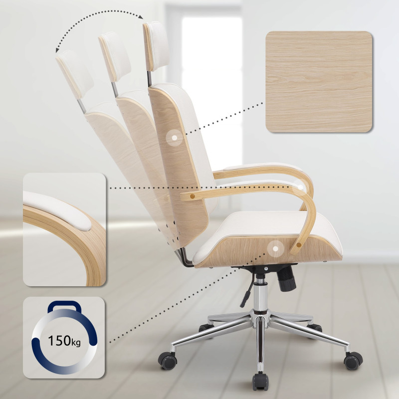 Fauteuil de bureau Dayton naturel/blanc