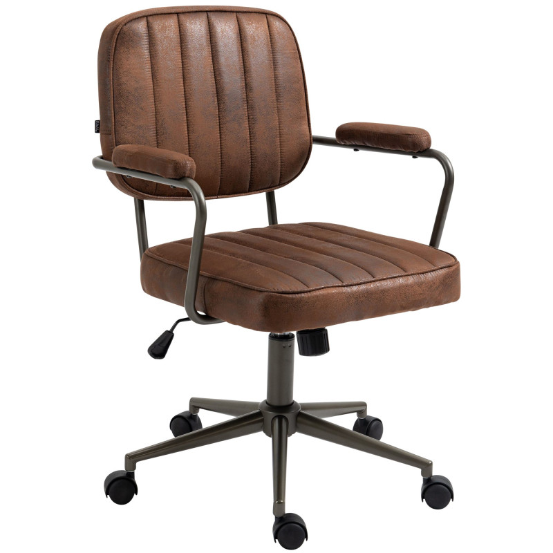 Silla de oficina Natrona en cuero sintético Coñac