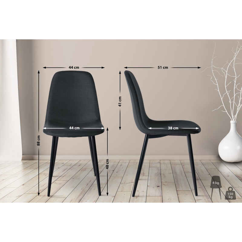 Chaise de salle à manger en tissu Napier noir
