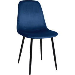 Chaise de salle à manger en velours Napier bleu