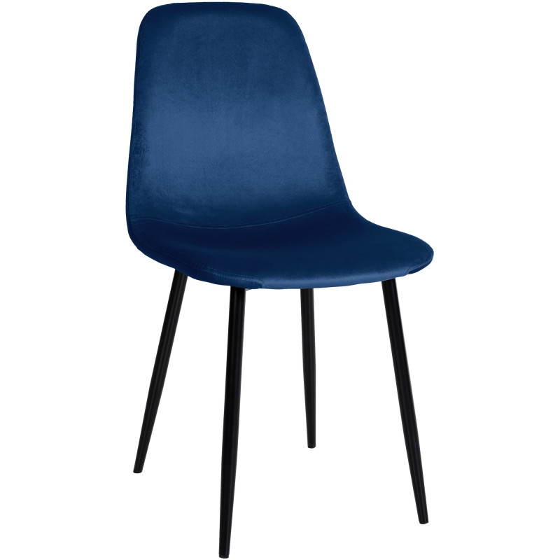 Chaise de salle à manger en velours Napier bleu