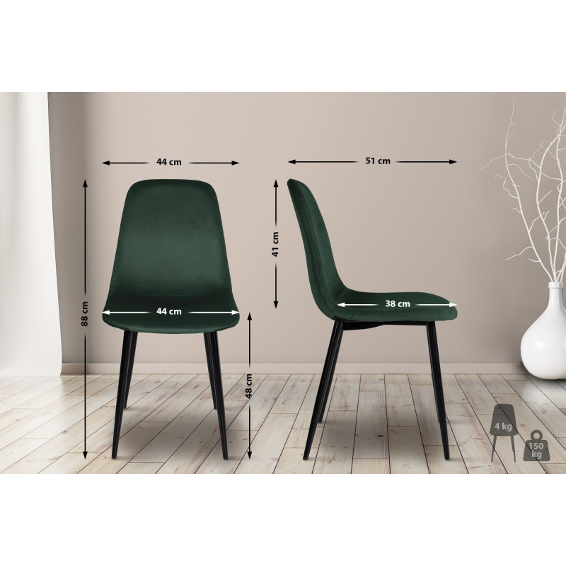 Chaise de salle à manger en velours Napier vert