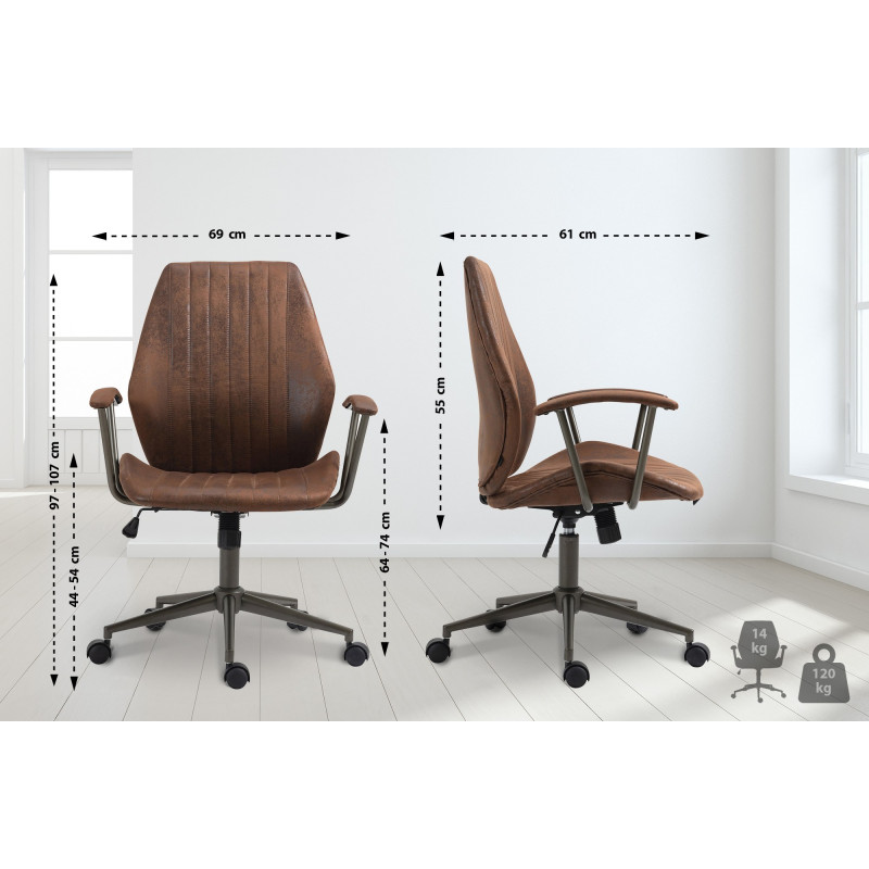 Fauteuil de bureau Nampa cognac