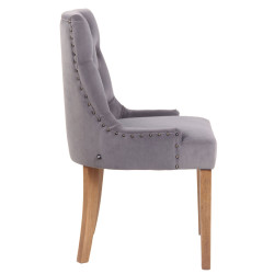 Lot de 4 chaises de salle à manger Aberdeen velours antique clair gris