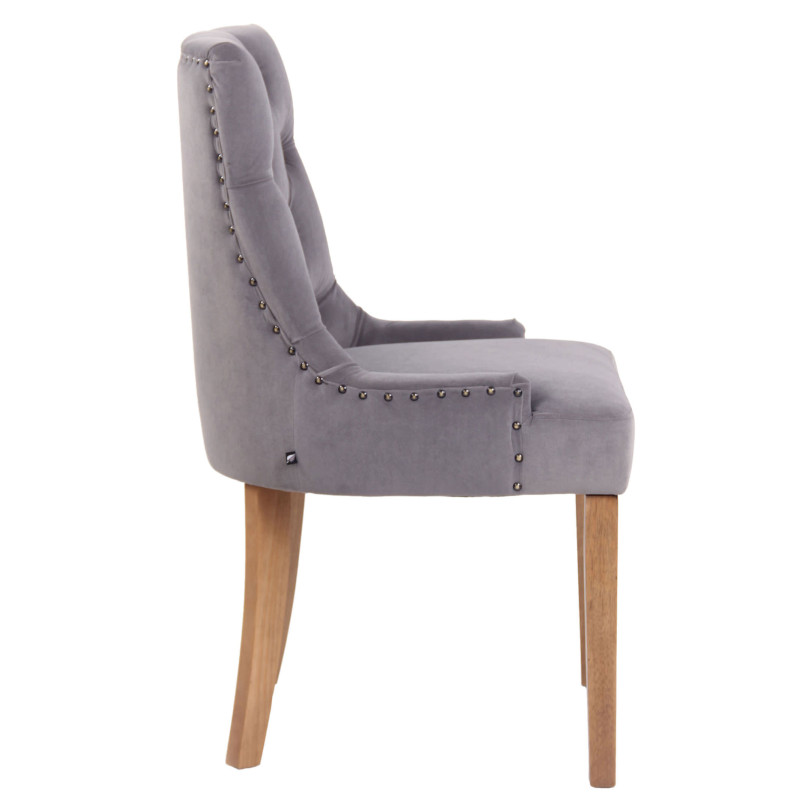 Lot de 4 chaises de salle à manger Aberdeen velours antique clair gris