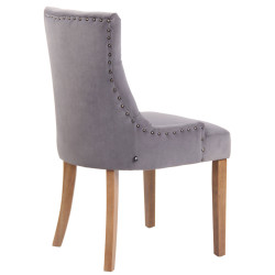 Lot de 4 chaises de salle à manger Aberdeen velours antique clair gris