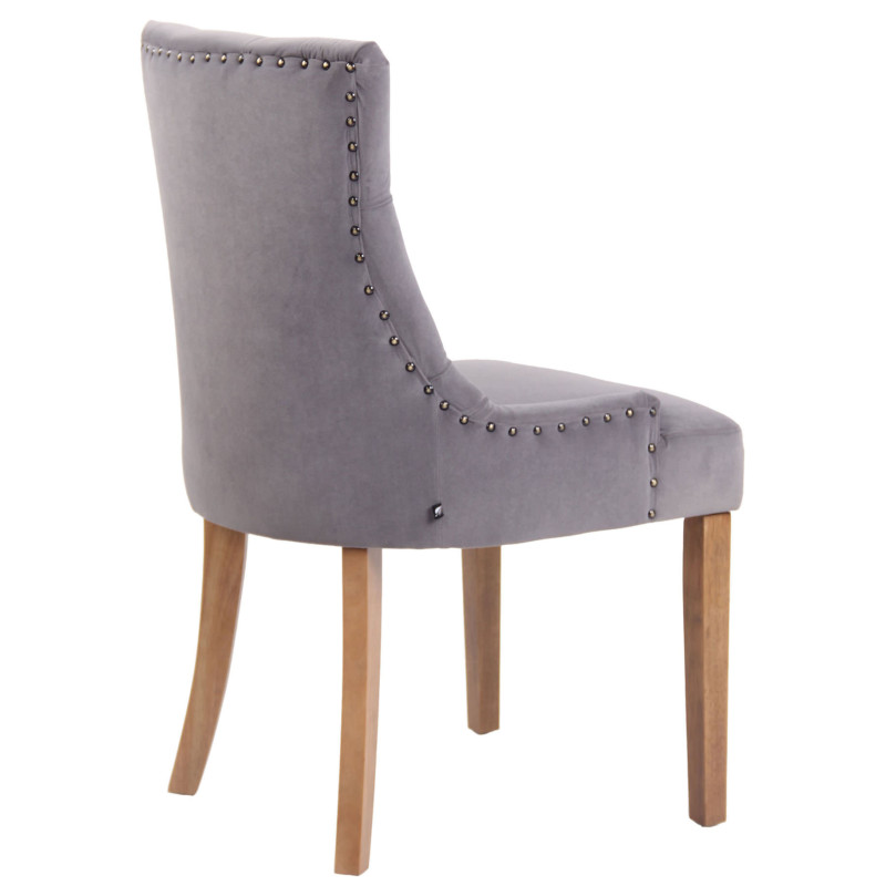 Lot de 4 chaises de salle à manger Aberdeen velours antique clair gris