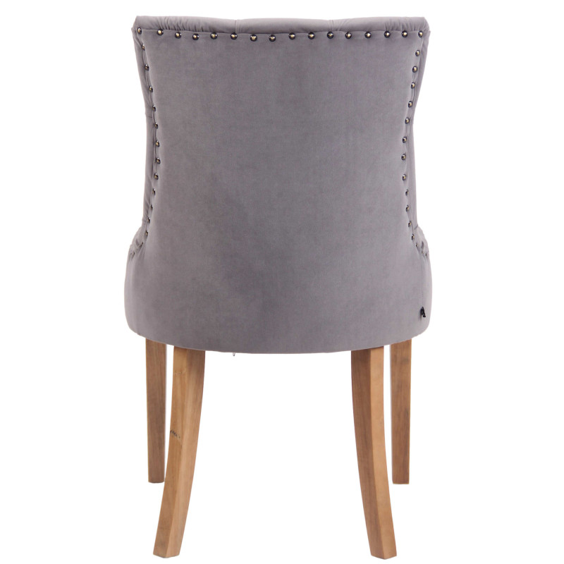 Lot de 4 chaises de salle à manger Aberdeen velours antique clair gris
