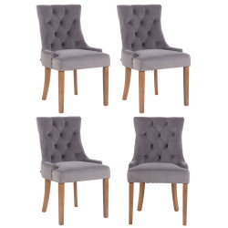 Lot de 4 chaises de salle à manger Aberdeen velours antique clair gris