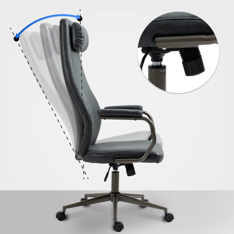 Fauteuil de bureau Pocatello noir antique