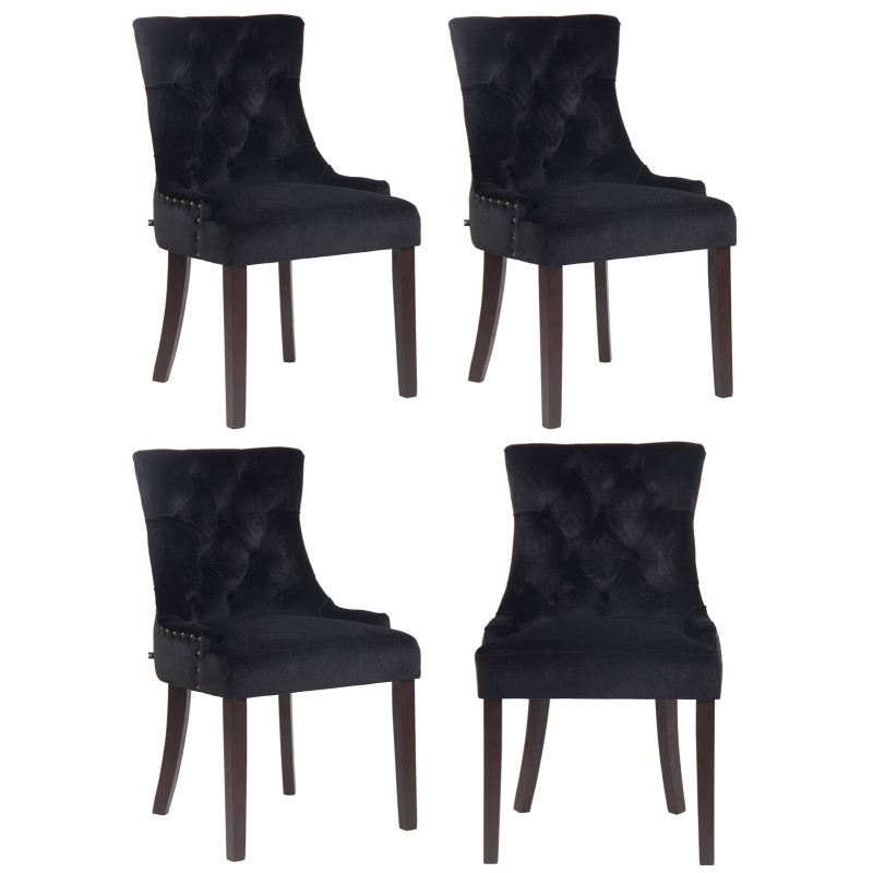 Lot de 4 chaises de salle à manger Aberdeen velours antique noir