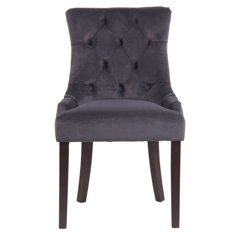 Lot de 4 chaises de salle à manger Aberdeen velours antique gris foncé