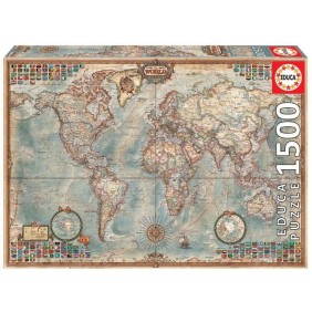 Puzzle EDUCA - 1500 pieces - Le Monde, Carte Politique