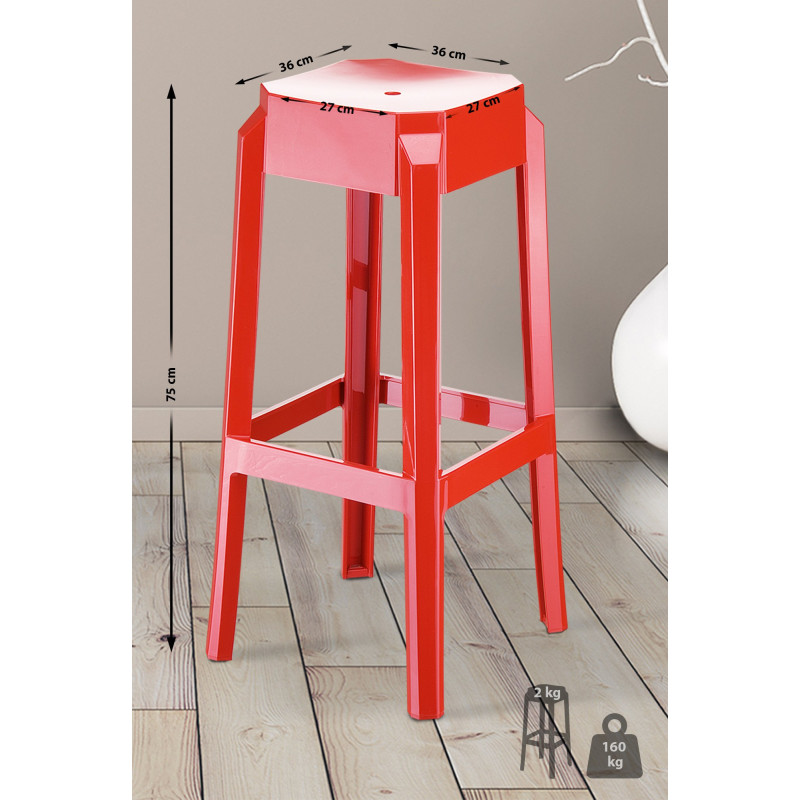 Lot de 2 tabourets de bar Fox rouge